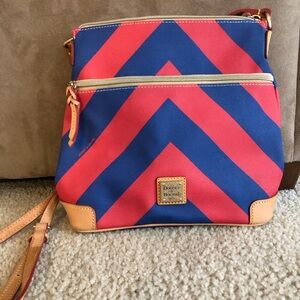 Dooney & Bourke Red and Blue Chevron Crossbody Bag